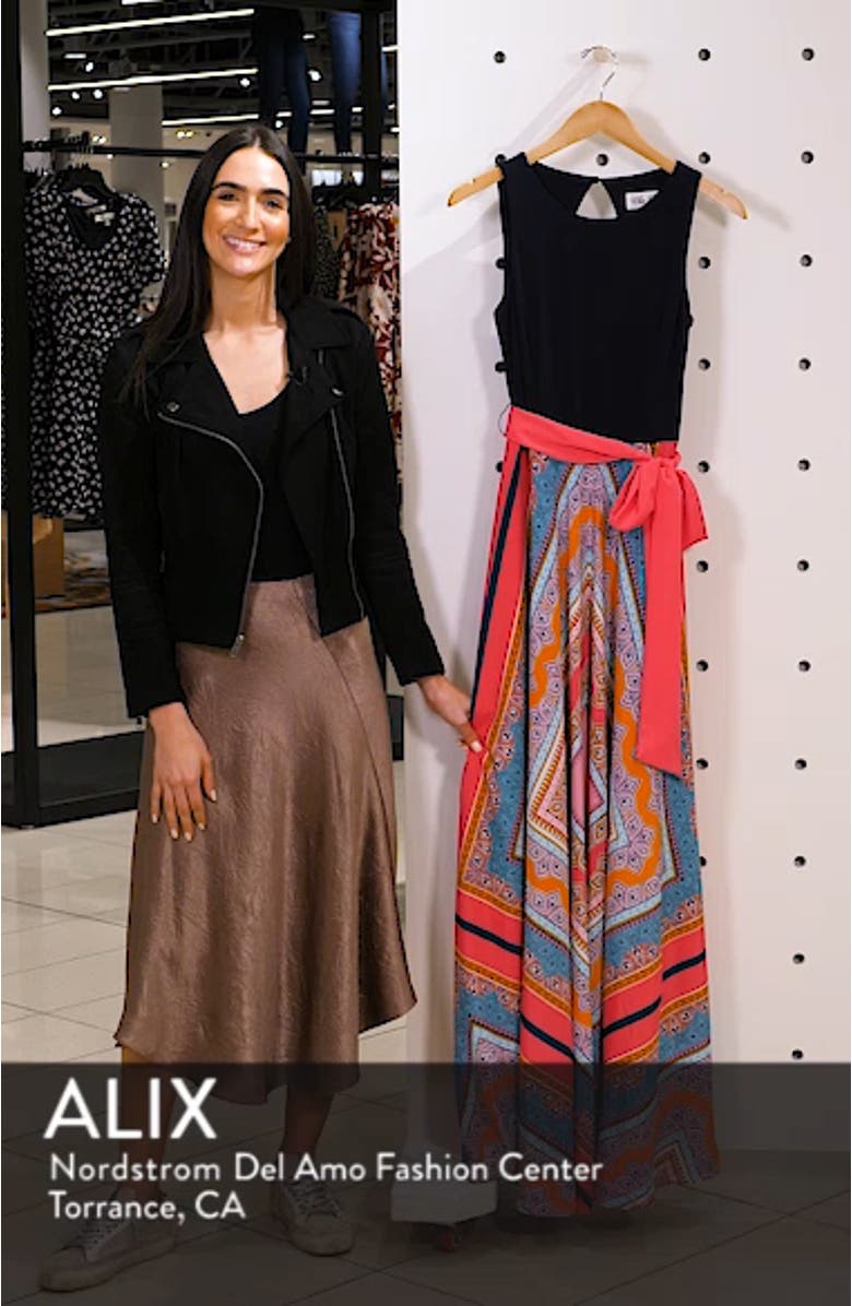 Scarf Print Jersey & Crêpe de Chine Maxi Dress, sales video thumbnail