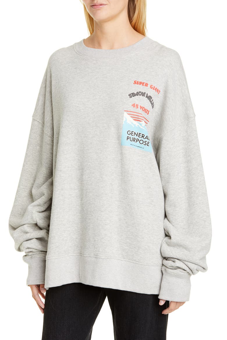 Rista Battery Print Cotton Sweatshirt, Alternate, color, GREY W/ BATTERY PRINT