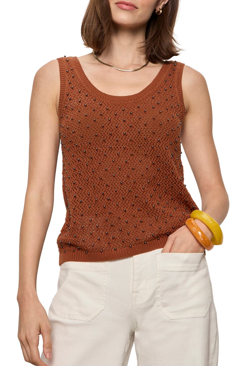Dune Studded Cotton Tank, Main, color, ANCIENT CLAY