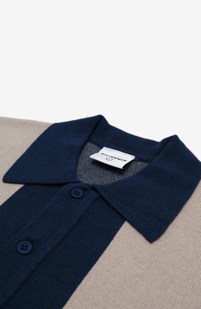 STUDENTS Evans Long Sleeve Colorblock Cotton Polo Sweater, Alternate, color, Navy