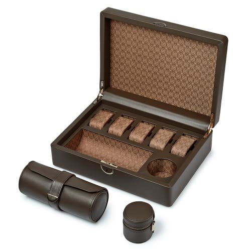 Wolf Earth 5 Piece Watch Box With Storage In Coffee
