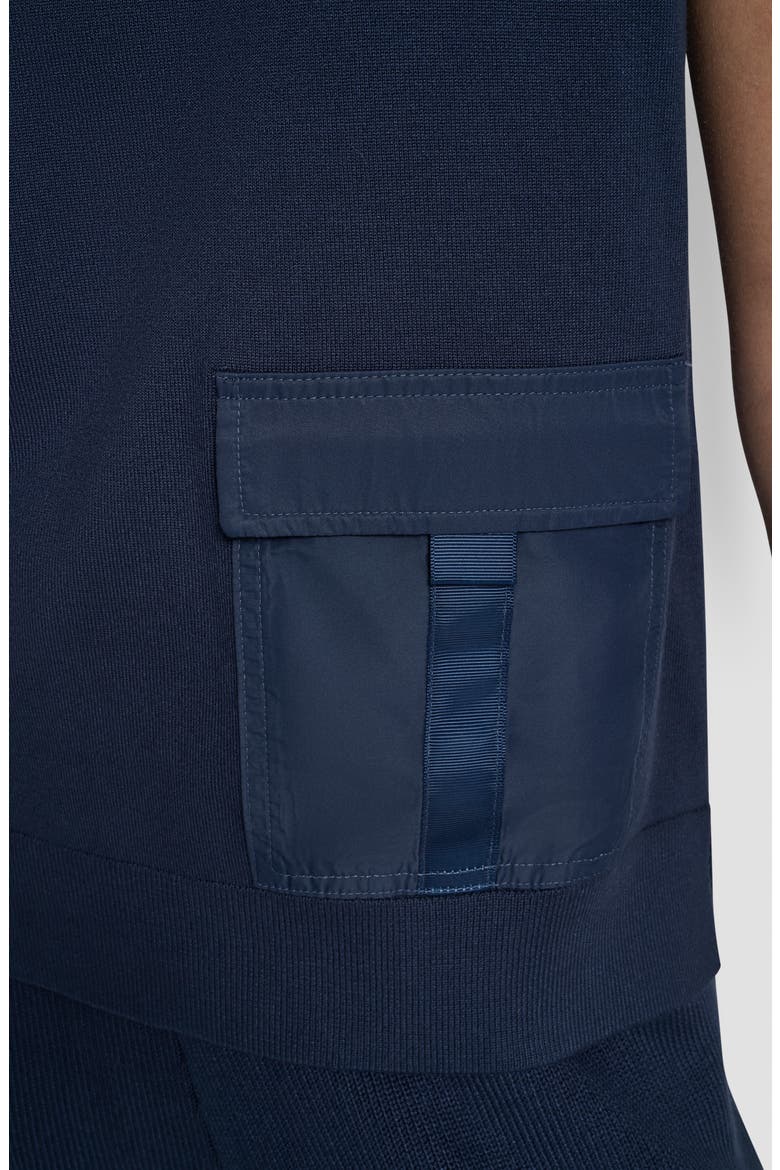 Satin Pocket Short Sleeve Sweater, Alternate, color, HUDSON BLUE