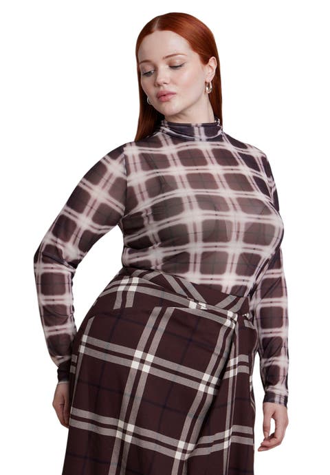 Mesh Turtleneck Top (plus)