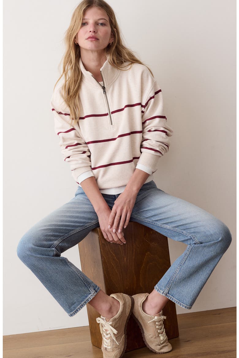 Cloud 9 Fleece Half Zip Pullover, Alternate, color, OATMEAL AND CABERNET