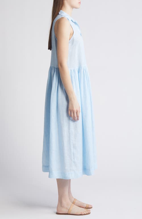 Frank & Eileen Daphne Linen Maxi Shirtdress In Turquoise Stripe