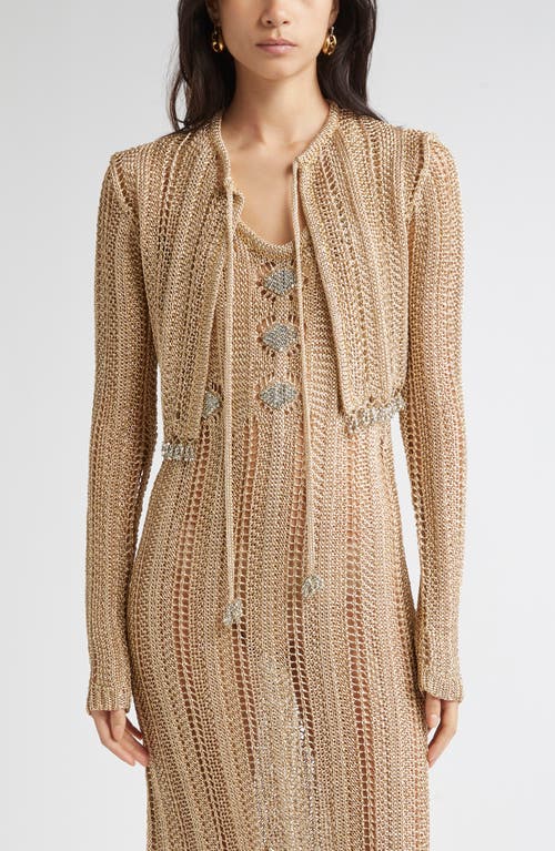 Rabanne Crochet Crop Cardigan in Light Gold  product