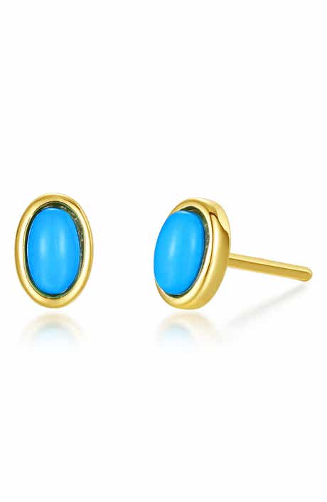 Classic Reconstituted Turquoise Stud Earrings