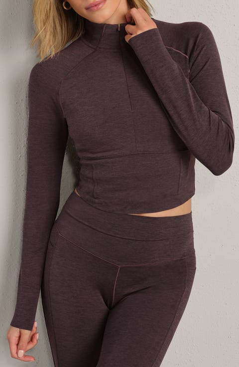 Heather Revive Crop Quarter Zip Top