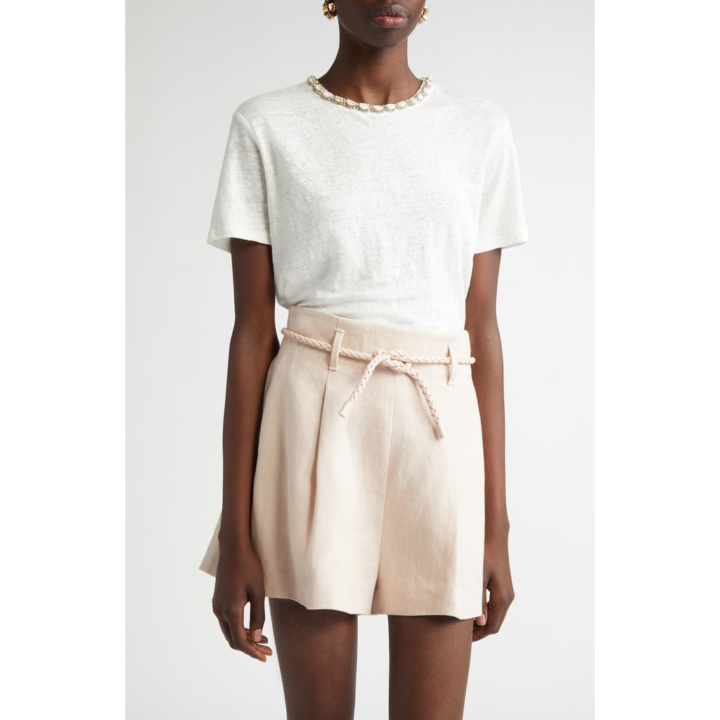 Zimmermann Illuminate Embellished Short Sleeves T-shirt In Ivory