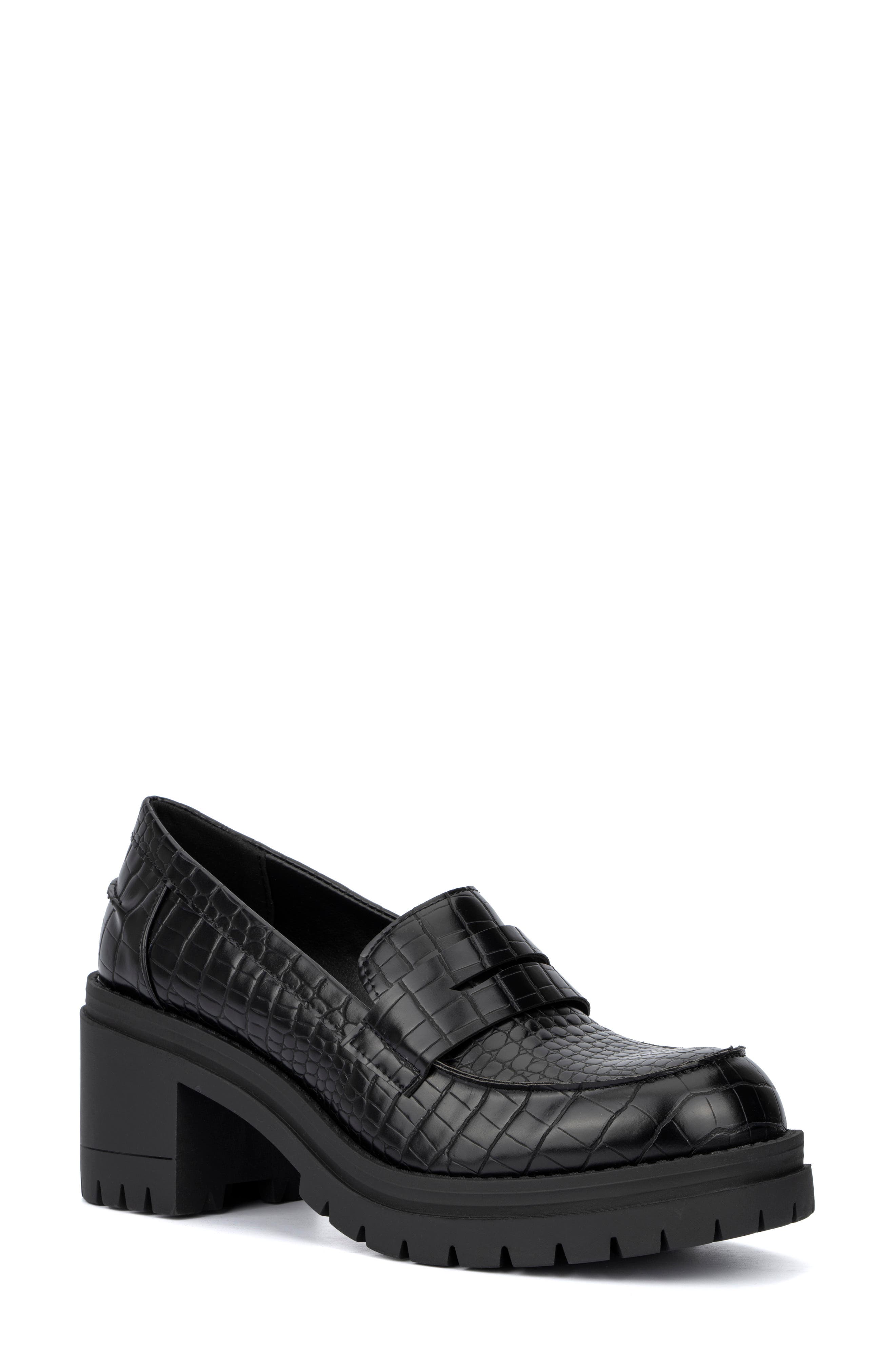 NEW YORK AND COMPANY Penni Croc Embossed Platform Loafer