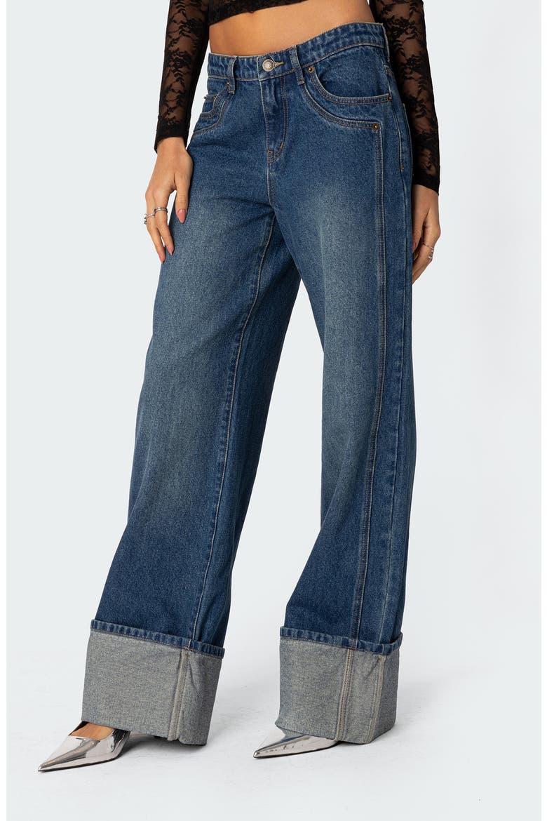 Vesper Cuffed Wide Leg Jeans, Alternate, color, BLUE