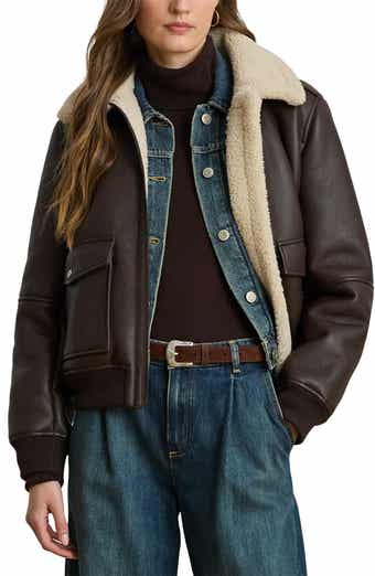 Faux Leather & Faux Shearling Bomber Jacket