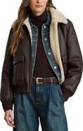 Lauren Ralph Lauren Faux Leather & Faux Shearling Bomber Jacket