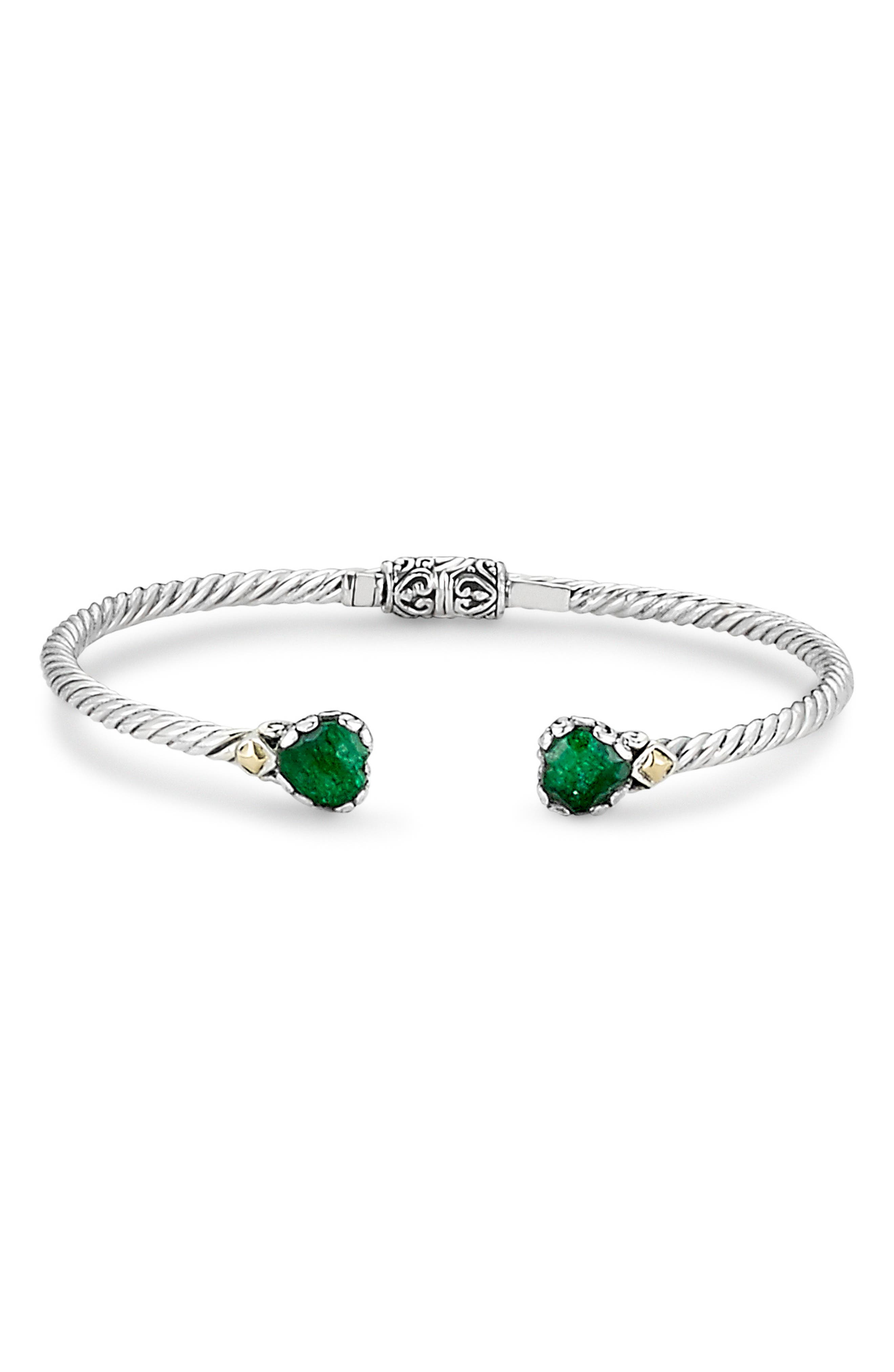 Emerald Heart Bypass Cuff Bracelet