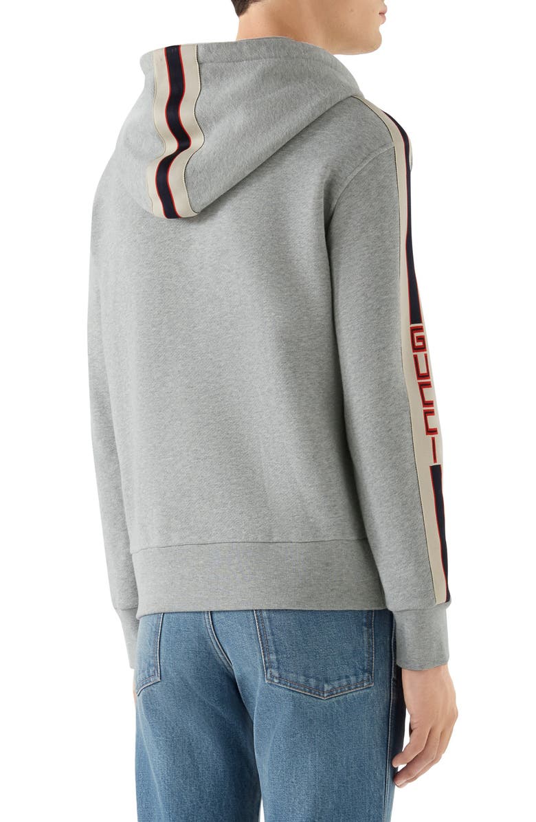Gucci Logo Stripe Hoodie, Alternate, color, 