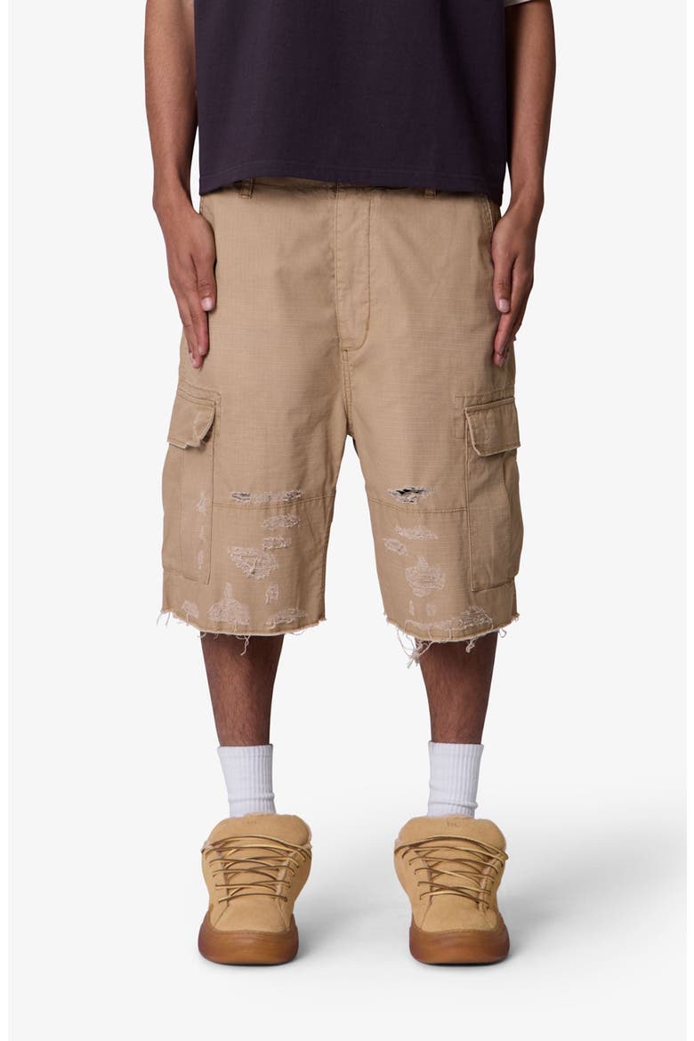 Baggy Distressed Cargo Shorts, Alternate, color, WASHED KHAKI