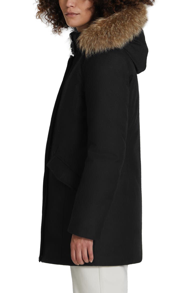 Luxe Arctic Down Parka with Genuine Coyote Fur Trim, Alternate, color, BLACK