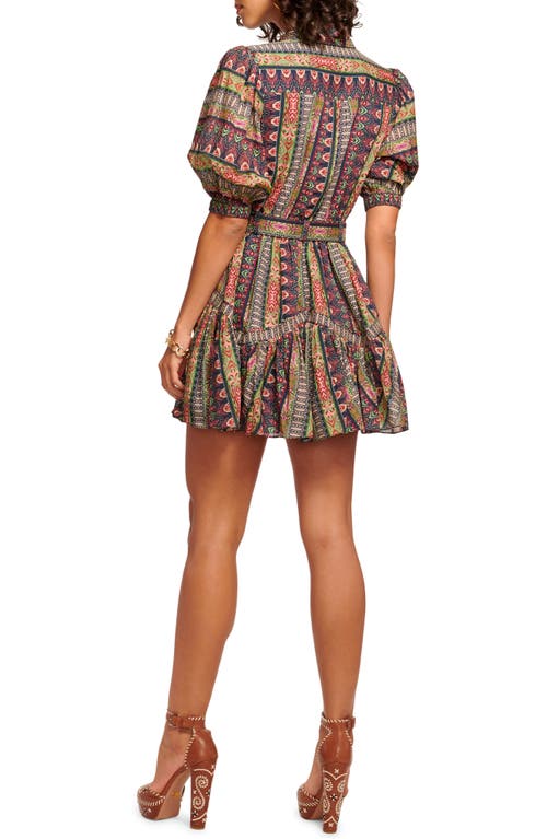 Ramy Brook Abilene Puff Sleeve Mini Dress In Navy Ikat