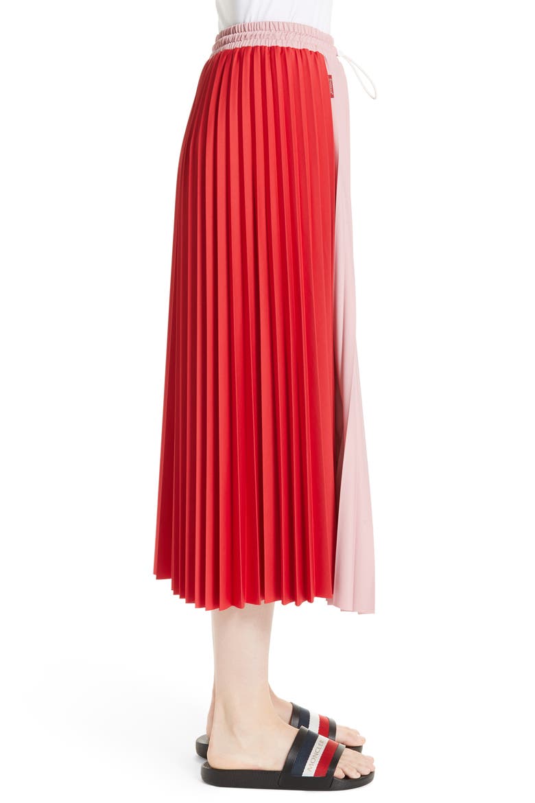 Colorblock Pleated Skirt, Alternate, color, MEDIUM RED