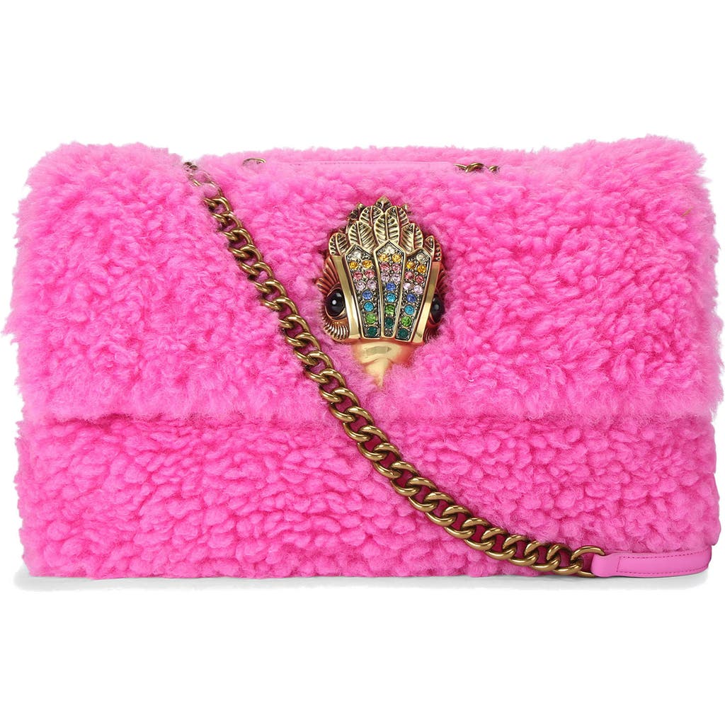 Kurt Geiger London Large Kensington Faux Fur Shoulder Bag In Pink
