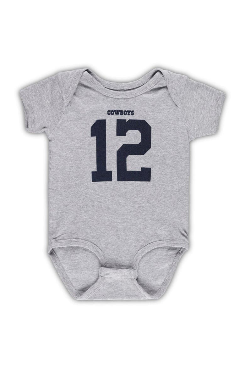 Infant Mitchell & Ness Roger Staubach Heathered Gray Dallas Cowboys Mainliner Retired Player Name & Number Bodysuit, Alternate, color, Heather Gray