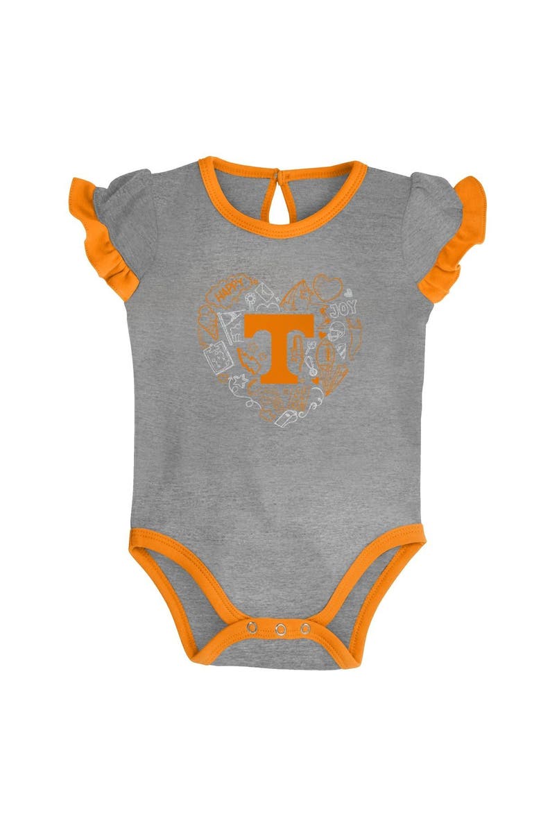 Outerstuff Girls Newborn & Infant Tennessee Orange/Heather Gray Tennessee Volunteers Too Much Love Two-Piece Bodysuit Set, Alternate, color,