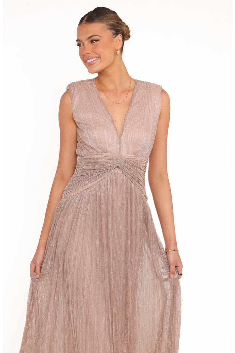 Cara Metallic Maxi Dress, Alternate, color, ROSE GOLD
