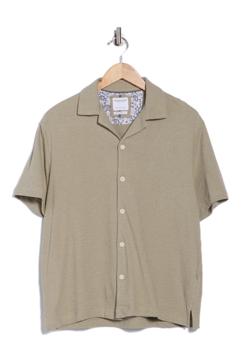 Relaxed Fit Short Sleeve Button-Up Shirt, Alternate, color, SAGE GREEN