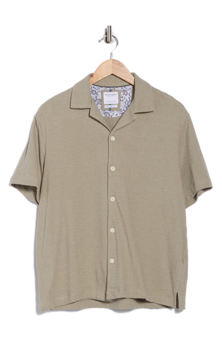 DENIM AND FLOWER Relaxed Fit Short Sleeve Button-Up Shirt, Alternate, color, Sage Green