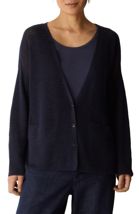 Open Stitch Organic Cotton Blend V-Neck Cardigan