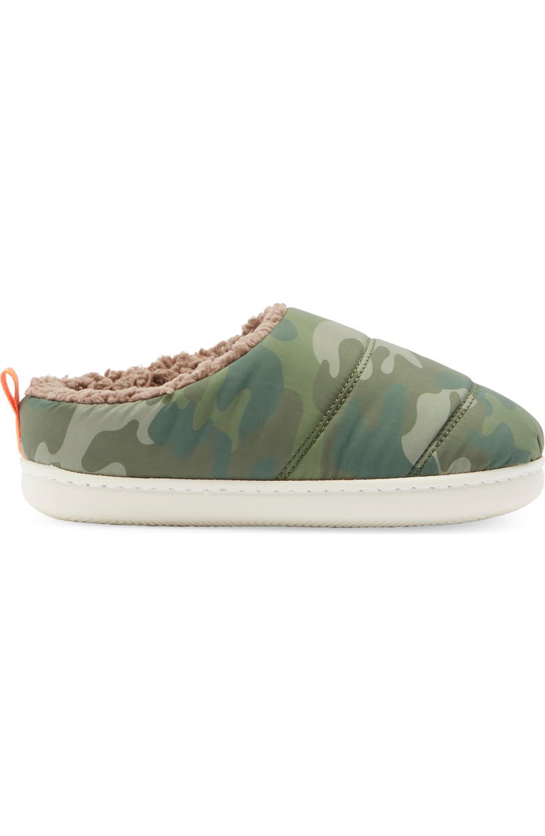 NORDSTROM RACK Kids' Fleece Lined Puff Slipper, Alternate, color, Green Camo
