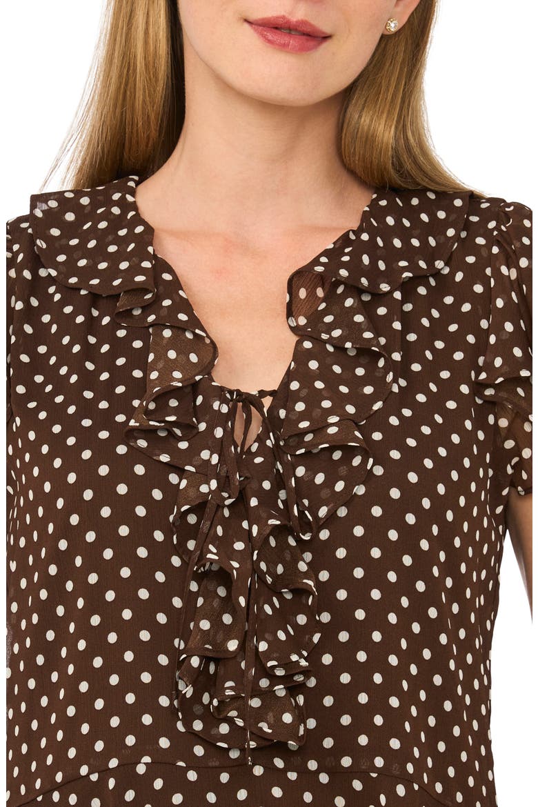 Ruffle Flutter Sleeve Top, Alternate, color, CHICORY COFFEE