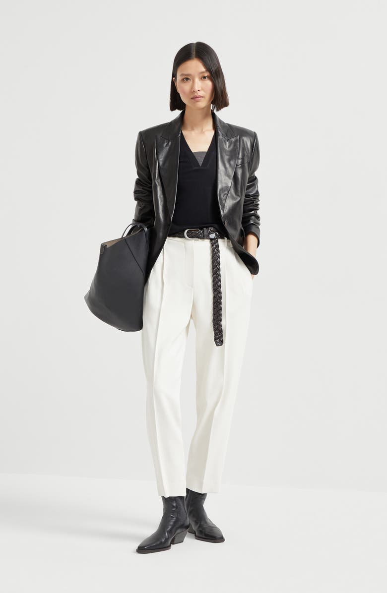 Brunello Cucinelli Nappa leather blazer, Alternate, color, Black