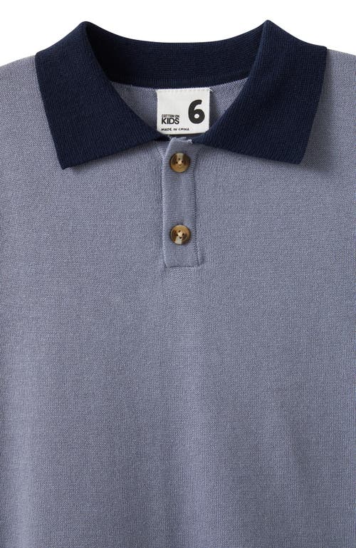 Cotton On Kids Kid's Preston Knit Polo In Steel Squid Ink Stripe