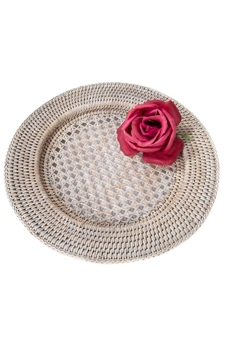 Artifacts Rattan Open Weave Charger, Alternate, color, White Wash