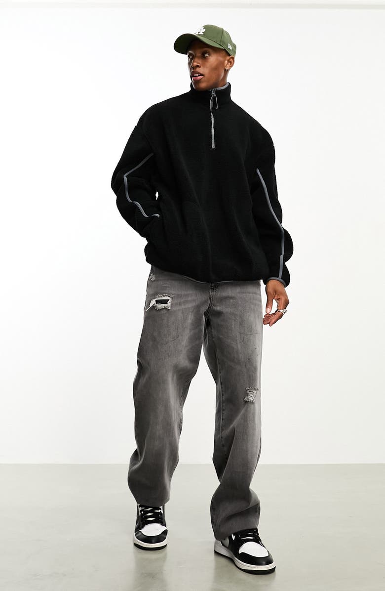 ASOS DESIGN Half Zip Fleece Sweatshirt, Alternate, color,