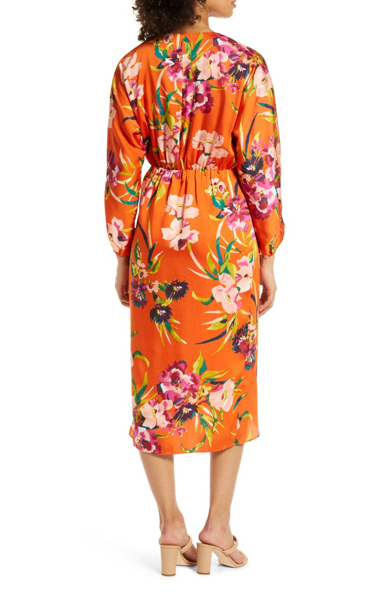 Julia Jordan Long Sleeve Faux Wrap Midi Dress, Alternate, color, 