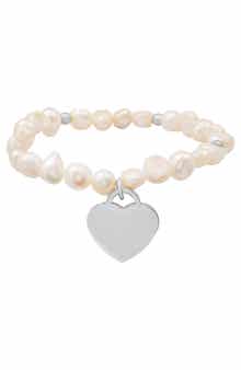 Freshwater Pearl Heart Charm Bracelet