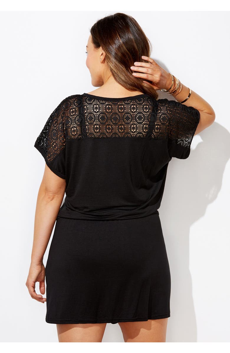 Swimsuits for All Emmie Crochet Cover Up Tunic, Alternate, color, Black