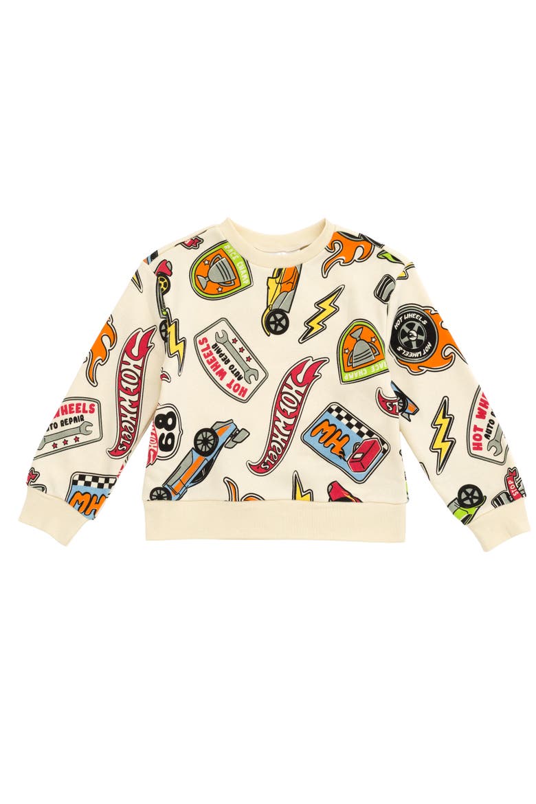 Fleece 2-Piece Sweatshirt and Pants Set, Alternate, color, Cream Multi