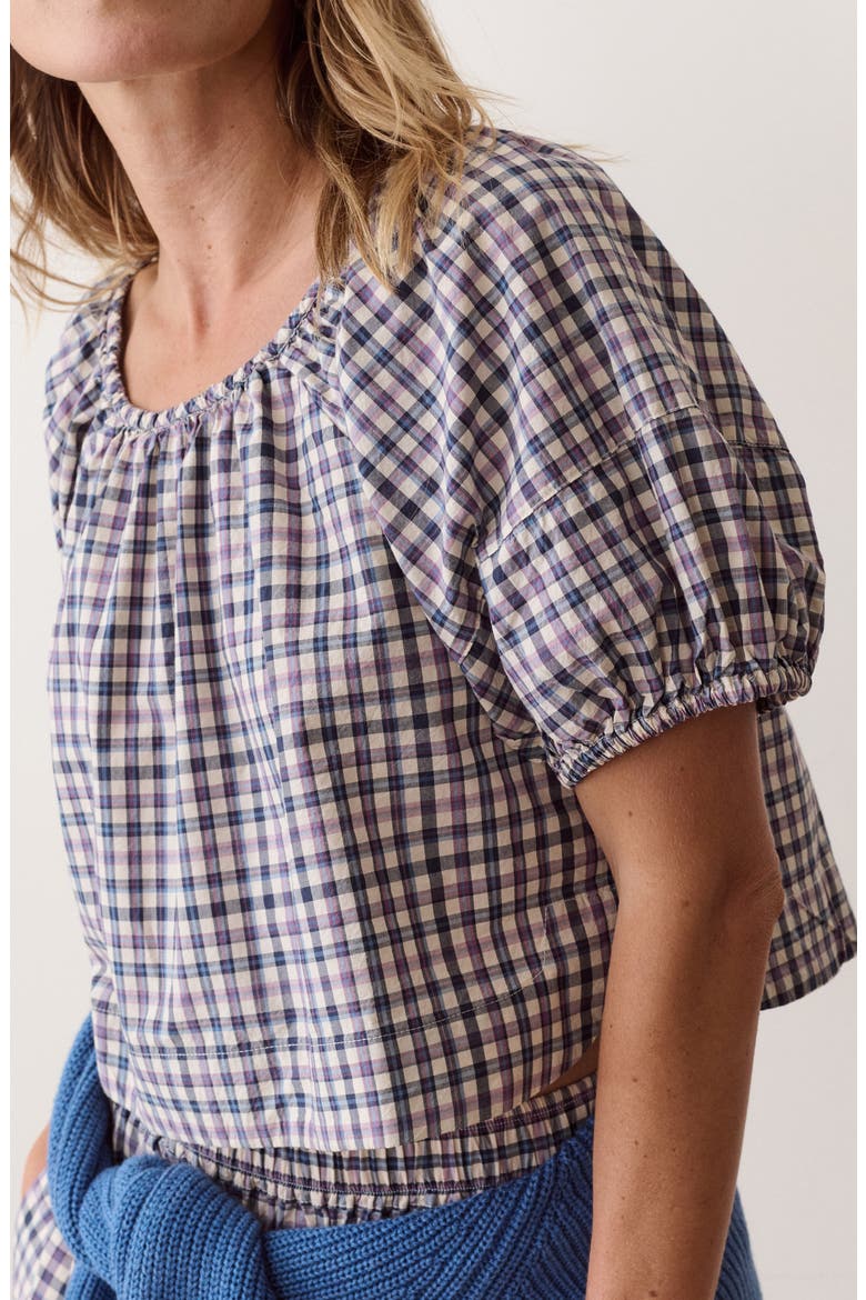 Gia Pima Cotton Poplin Top, Alternate, color, BLUE AND LAVENDER PLAID