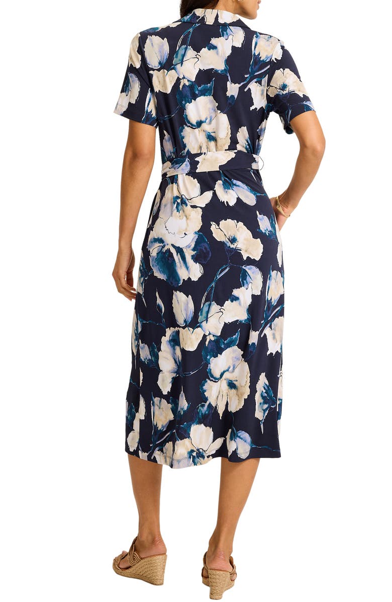 Tommy Bahama Carmela Beleza Blossom Tie Belt UPF 30+ Shirtdress, Alternate, color, Coastline