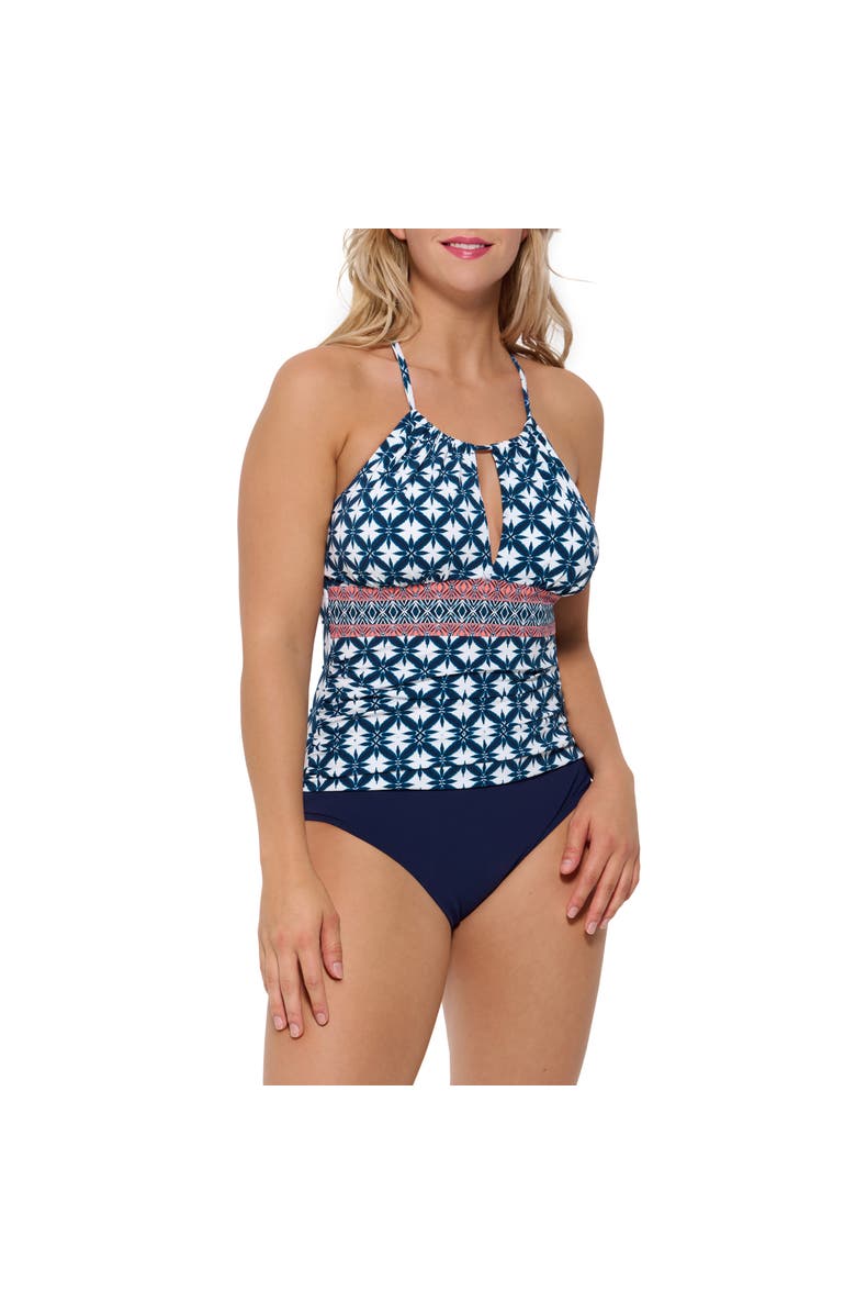 Christina Kaleidoscope Open High Neck W Key Hole One Piece, Main, color, 