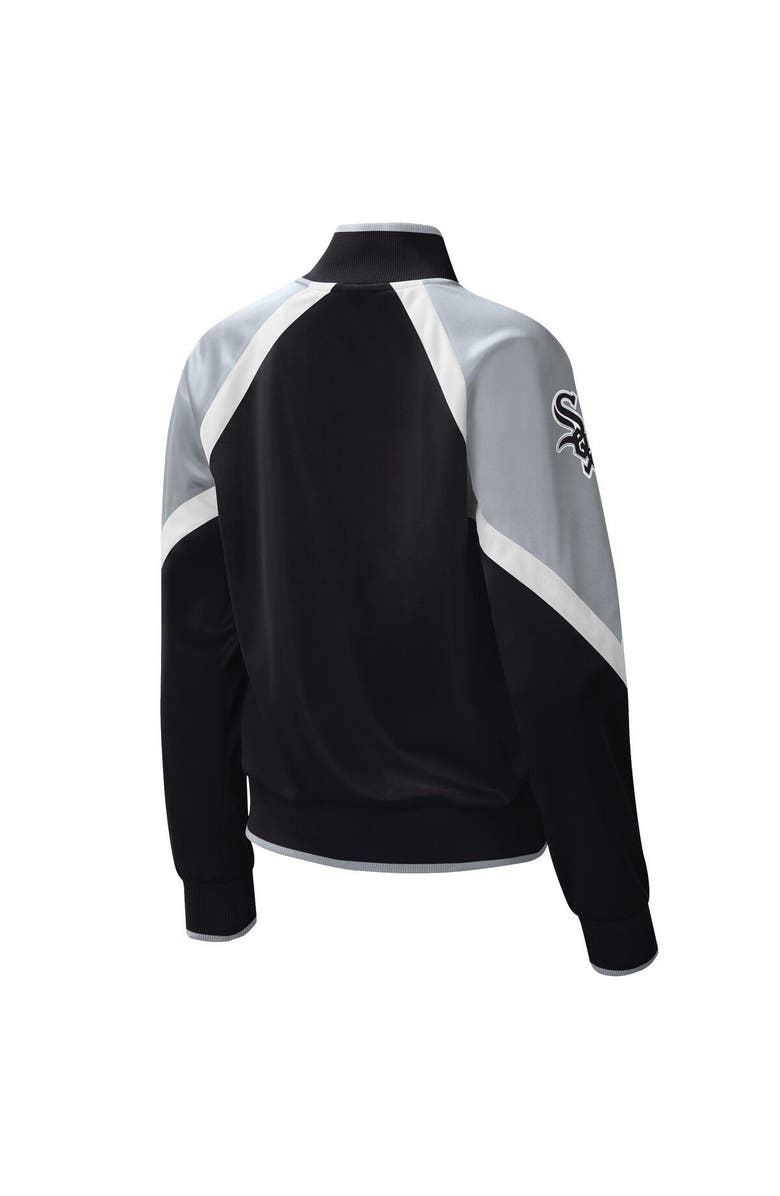 STARTER Women's Starter Black Chicago White Sox Touchdown Raglan Full-Zip Track Jacket, Alternate, color, Black