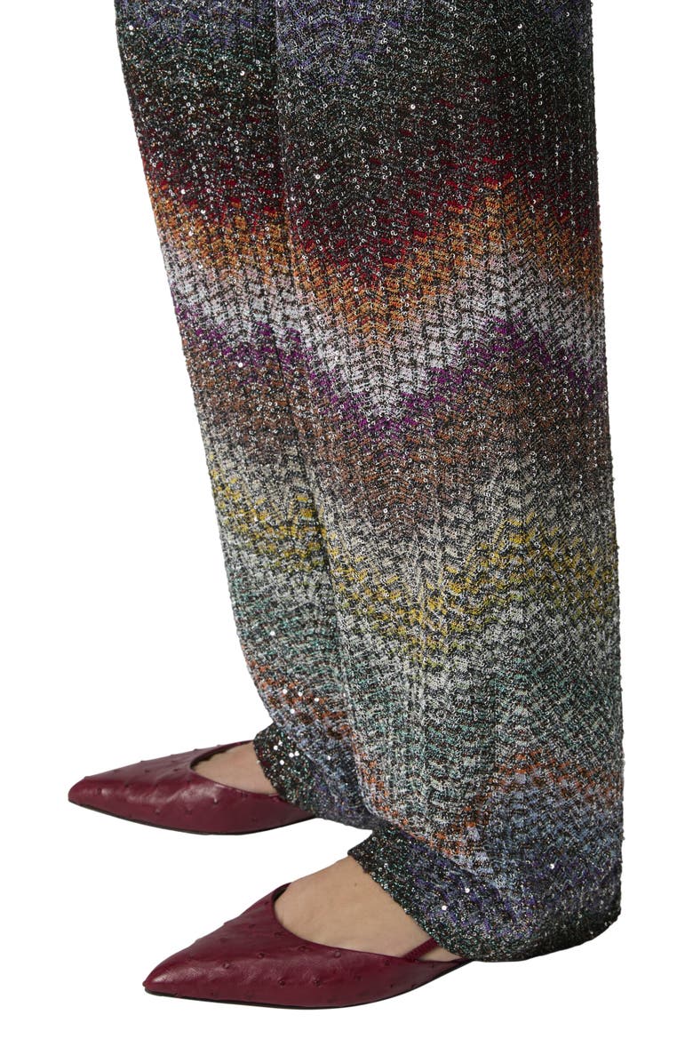 Missoni Viscose Lamé Straight Trousers With Sequins, Alternate, color, Green& Brown