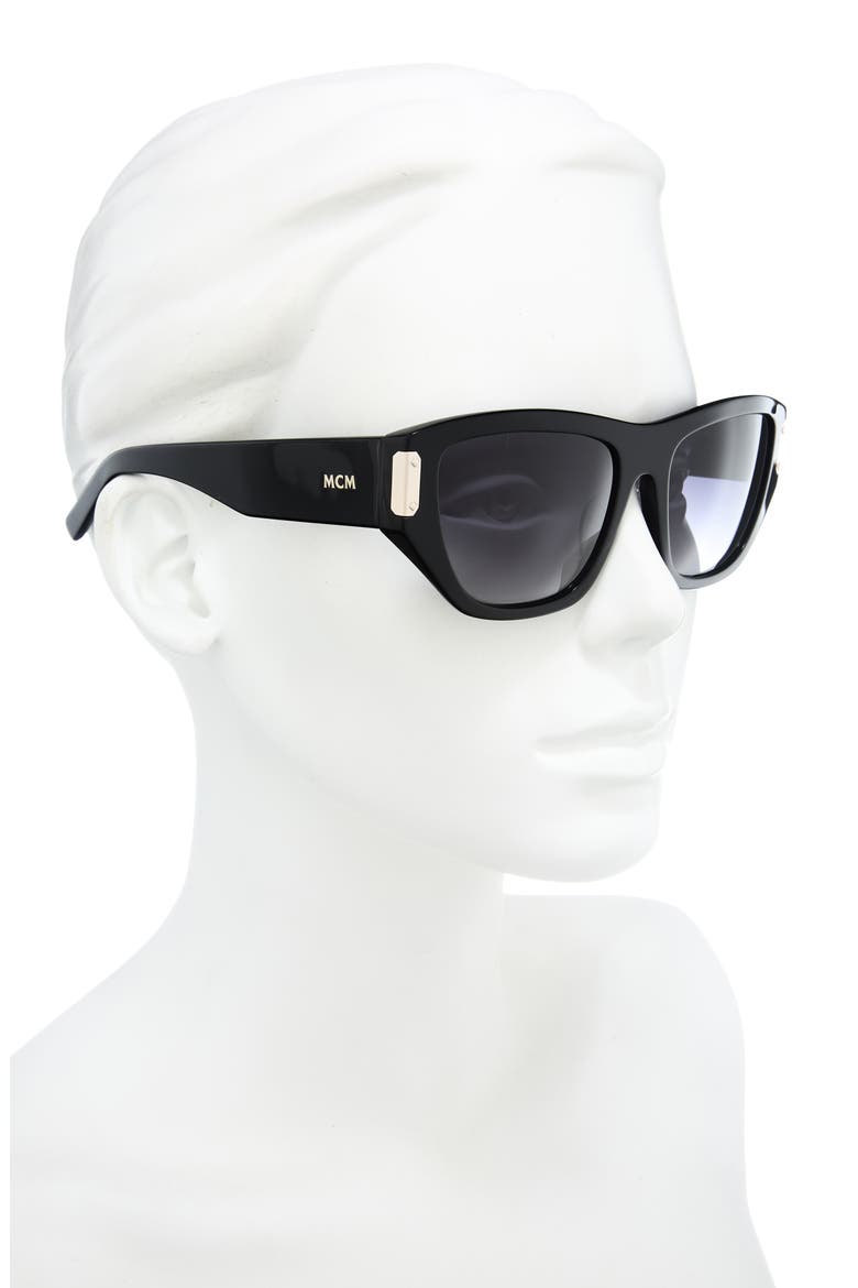 55mm Cat Eye Sunglasses, Alternate, color, SHINY BLACK / GRADIENT SMOKE