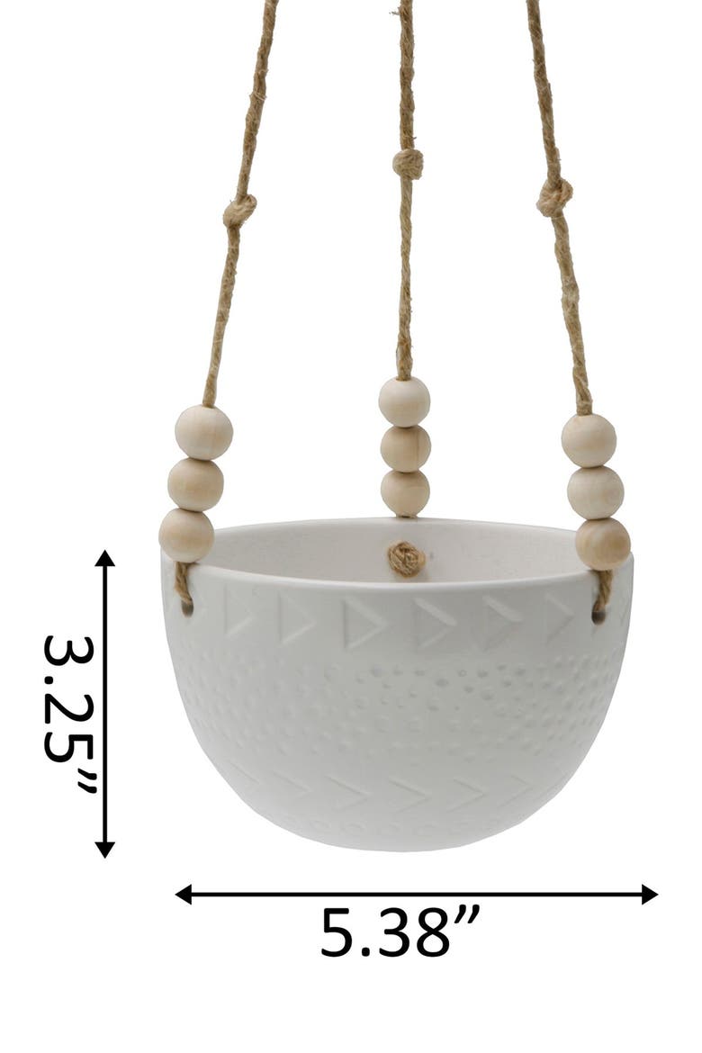 Matte White Caveman Ceramic Hanging Planter, Alternate, color, MATTE WHITE