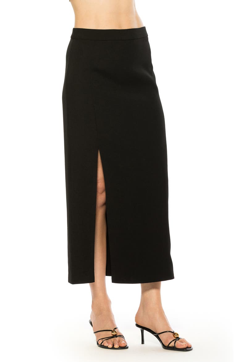 Side Slit Midi Skirt, Alternate, color, BLACK