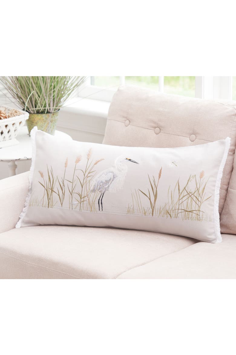 White Egret Lumbar Pillow, Alternate, color, Off-White