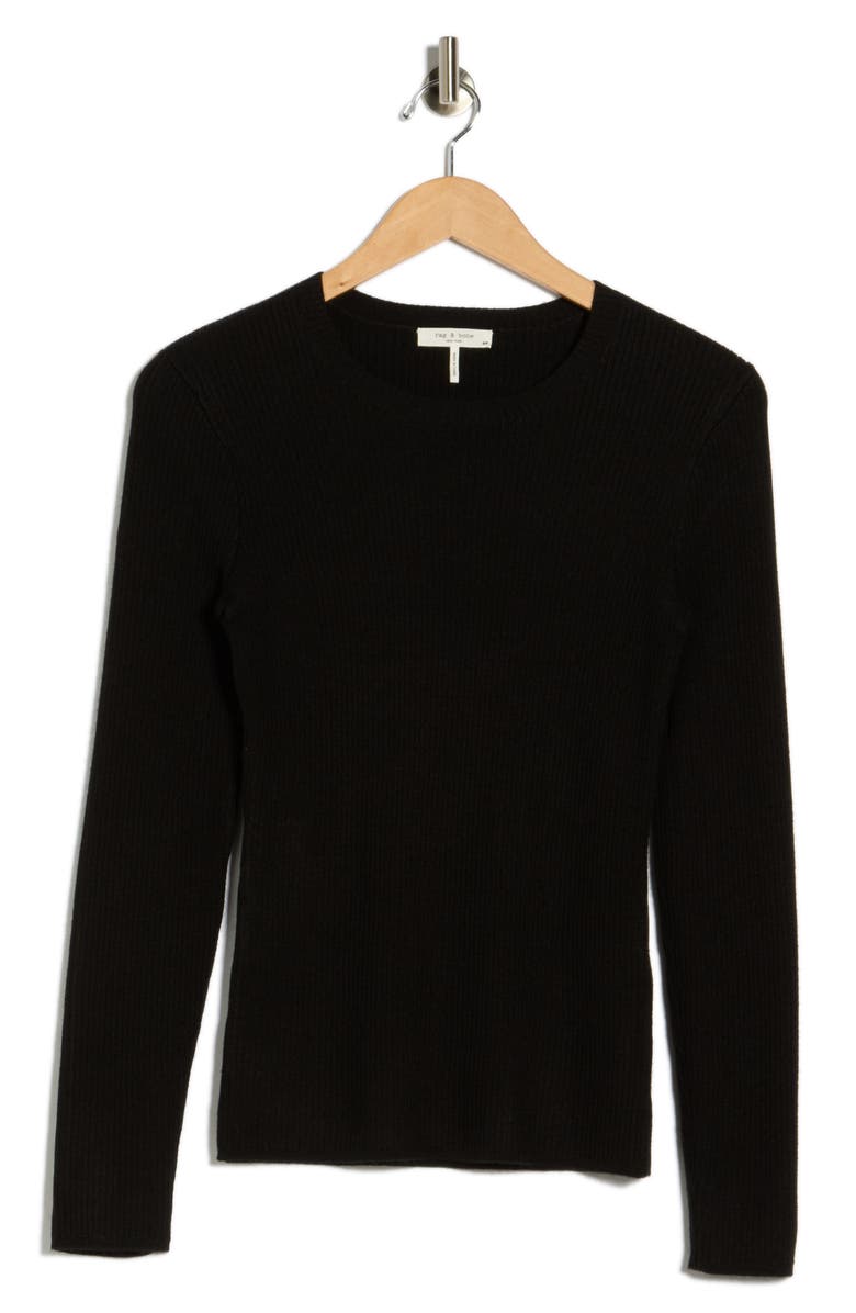 rag & bone Annalise Crewneck Sweater, Alternate, color, Black